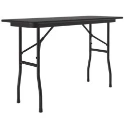 Correll 18" X 48" Black Granite Light Duty Melamine Folding Table With Black Frame