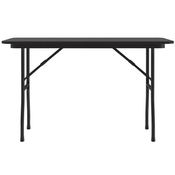 Correll 18" X 48" Black Granite Light Duty Melamine Folding Table With Black Frame 2 Correll 18" X 48" Black Granite Light Duty Melamine Folding Table With Black Frame - Image 2