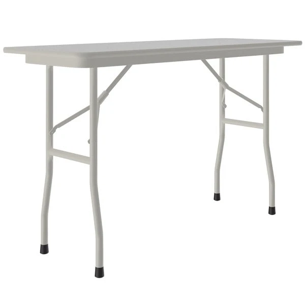 Correll 18" X 48" Gray Granite Light Duty Melamine Folding Table With Gray Frame 1 Correll 18" X 48" Gray Granite Light Duty Melamine Folding Table With Gray Frame