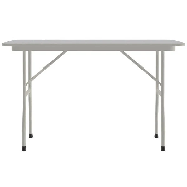 Correll 18" X 48" Gray Granite Light Duty Melamine Folding Table With Gray Frame 2 Correll 18" X 48" Gray Granite Light Duty Melamine Folding Table With Gray Frame - Image 2