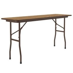 Correll 18" X 60" Medium Oak Light Duty Melamine Folding Table