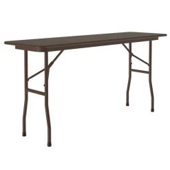 Correll Folding Table, 18" X 60" Melamine Top, Walnut