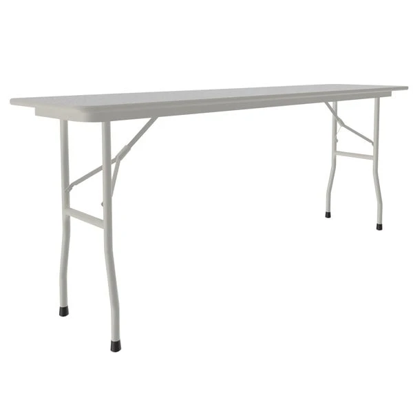 Correll 18" X 72" Gray Granite Light Duty Melamine Folding Table With Gray Frame 1 Correll 18" X 72" Gray Granite Light Duty Melamine Folding Table With Gray Frame