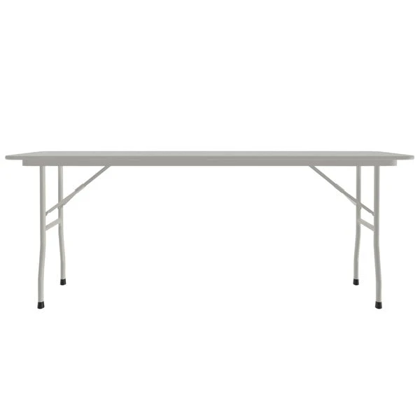 Correll 18" X 72" Gray Granite Light Duty Melamine Folding Table With Gray Frame 2 Correll 18" X 72" Gray Granite Light Duty Melamine Folding Table With Gray Frame - Image 2