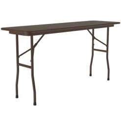 Correll Folding Table, 18" X 72" Melamine Top, Walnut
