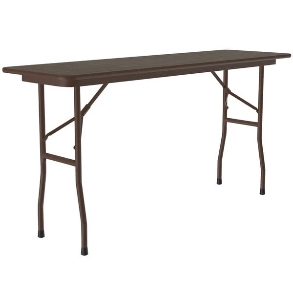 Correll Folding Table, 18" X 72" Melamine Top, Walnut 1 Correll Folding Table, 18" X 72" Melamine Top, Walnut
