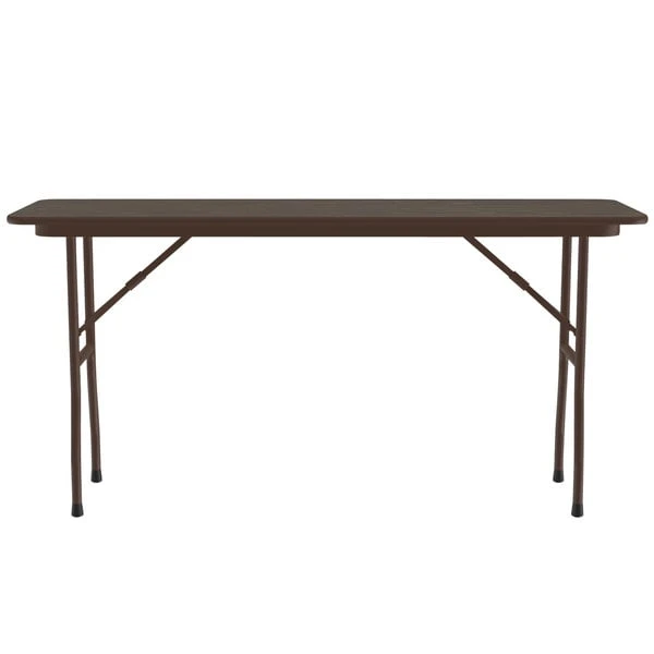 Correll Folding Table, 18" X 72" Melamine Top, Walnut 2 Correll Folding Table, 18" X 72" Melamine Top, Walnut - Image 2