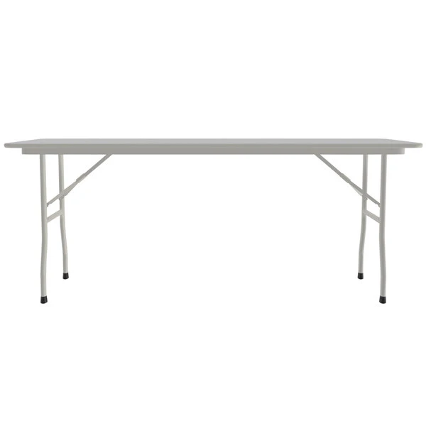 Correll 18" X 96" Gray Granite Light Duty Melamine Folding Table With Gray Frame 2 Correll 18" X 96" Gray Granite Light Duty Melamine Folding Table With Gray Frame - Image 2