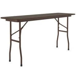 Correll Folding Table, 18" X 96" Melamine Top, Walnut