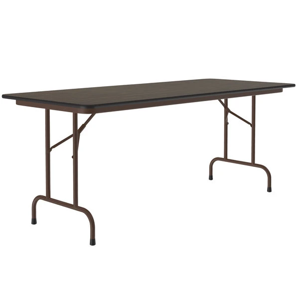 Correll 24" X 60" Rectangular Walnut Light Duty Melamine Folding Table 1 Correll 24" X 60" Rectangular Walnut Light Duty Melamine Folding Table