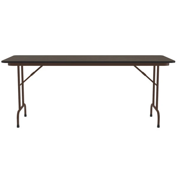 Correll 24" X 60" Rectangular Walnut Light Duty Melamine Folding Table 2 Correll 24" X 60" Rectangular Walnut Light Duty Melamine Folding Table - Image 2