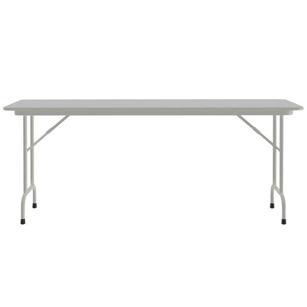 Correll 24" X 72" Gray Granite Light Duty Melamine Folding Table With Gray Frame 2 Correll 24" X 72" Gray Granite Light Duty Melamine Folding Table With Gray Frame - Image 2