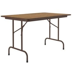 Correll 30" X 48" Medium Oak Light Duty Melamine Folding Table With Brown Frame
