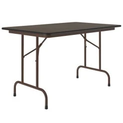 Correll 30" X 48" Walnut Light Duty Melamine Folding Table With Brown Frame