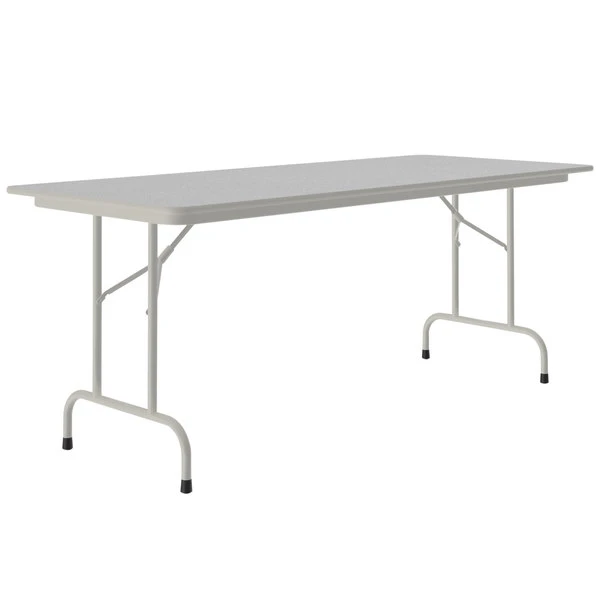 Correll 30" X 60" Gray Granite Light Duty Melamine Folding Table With Gray Frame 1 Correll 30" X 60" Gray Granite Light Duty Melamine Folding Table With Gray Frame