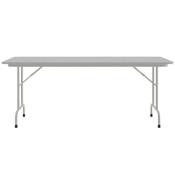 Correll 30" X 60" Gray Granite Light Duty Melamine Folding Table With Gray Frame 2 Correll 30" X 60" Gray Granite Light Duty Melamine Folding Table With Gray Frame - Image 2