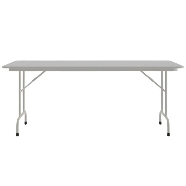 Correll 30" X 72" Gray Granite Light Duty Melamine Folding Table With Gray Frame 2 Correll 30" X 72" Gray Granite Light Duty Melamine Folding Table With Gray Frame - Image 2