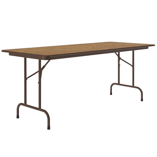 Correll Folding Table, 30" X 72" Melamine Top, Medium Oak 1 Correll Folding Table, 30" X 72" Melamine Top, Medium Oak