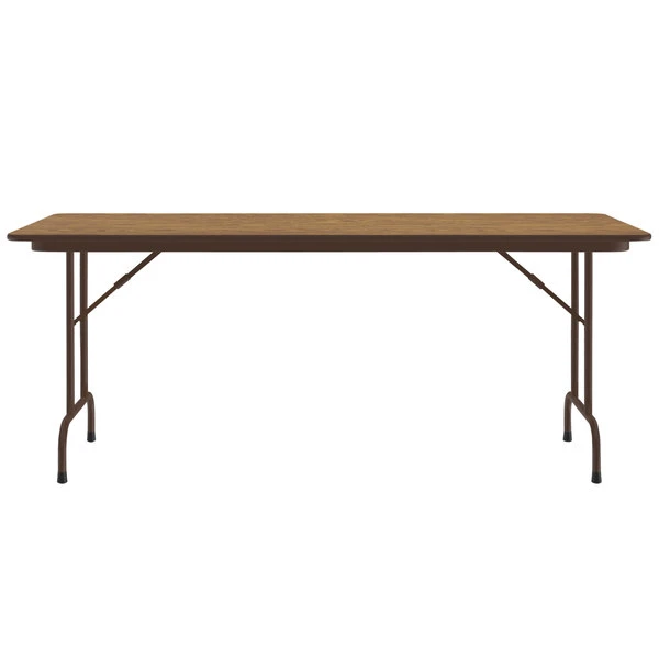 Correll Folding Table, 30" X 72" Melamine Top, Medium Oak 2 Correll Folding Table, 30" X 72" Melamine Top, Medium Oak - Image 2