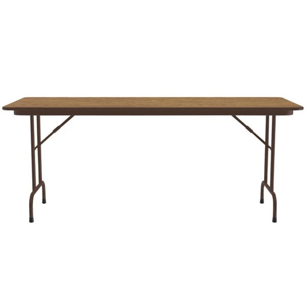 Correll Folding Table, 30" X 96" Melamine Top, Medium Oak 2 Correll Folding Table, 30" X 96" Melamine Top, Medium Oak - Image 2