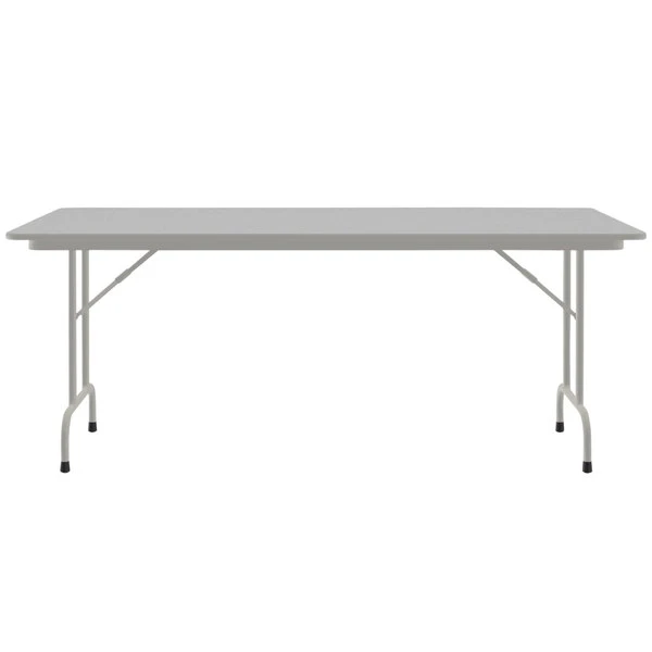 Correll 36" X 72" Gray Granite Light Duty Melamine Folding Table With Gray Frame 2 Correll 36" X 72" Gray Granite Light Duty Melamine Folding Table With Gray Frame - Image 2