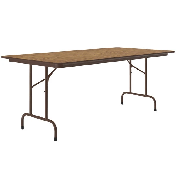 Correll 36" X 72" Medium Oak Light Duty Melamine Folding Table 1 Correll 36" X 72" Medium Oak Light Duty Melamine Folding Table