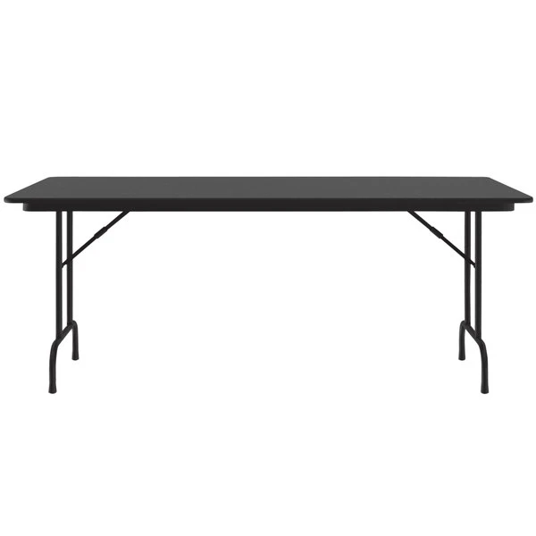 Correll 36" X 72" Black Granite Light Duty Melamine Folding Table With Black Frame 2 Correll 36" X 72" Black Granite Light Duty Melamine Folding Table With Black Frame - Image 2