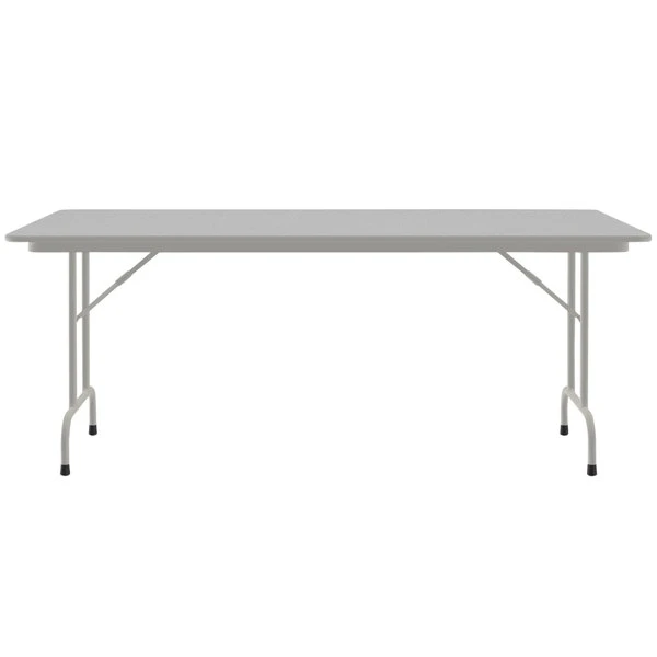 Correll 36" X 96" Gray Granite Light Duty Melamine Folding Table With Gray Frame 2 Correll 36" X 96" Gray Granite Light Duty Melamine Folding Table With Gray Frame - Image 2