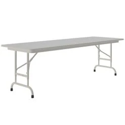 Correll 24" X 60" Gray Granite Light Duty Melamine Adjustable Height Folding Table With Gray Frame