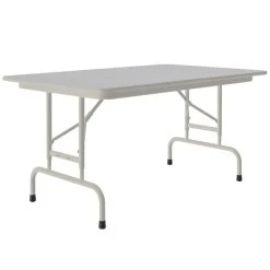Correll 30" X 48" Gray Granite Light Duty Melamine Adjustable Height Folding Table With Gray Frame