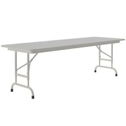 Correll 24" X 72" Gray Granite Light Duty Melamine Adjustable Height Folding Table With Gray Frame