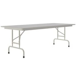 Correll 30" X 72" Gray Granite Light Duty Melamine Adjustable Height Folding Table With Gray Frame