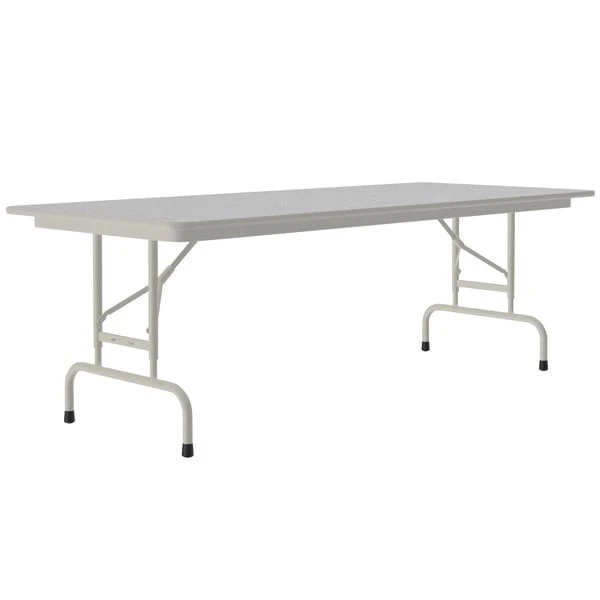Correll 30" X 72" Gray Granite Light Duty Melamine Adjustable Height Folding Table With Gray Frame 1 Correll 30" X 72" Gray Granite Light Duty Melamine Adjustable Height Folding Table With Gray Frame