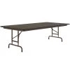 Correll 36" X 72" Walnut Light Duty Melamine Adjustable Height Folding Table