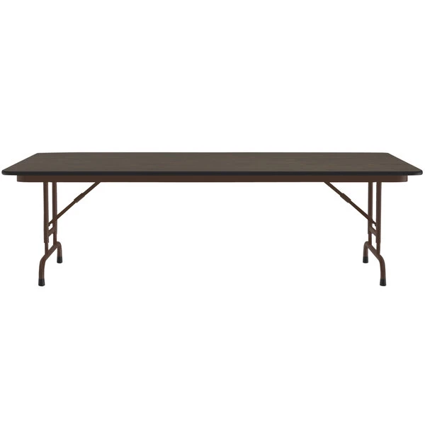 Correll 36" X 72" Walnut Light Duty Melamine Adjustable Height Folding Table 2 Correll 36" X 72" Walnut Light Duty Melamine Adjustable Height Folding Table - Image 2