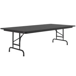 Correll 36" X 96" Black Granite Light Duty Melamine Adjustable Height Folding Table With Black Frame