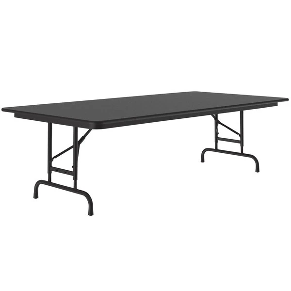 Correll 36" X 96" Black Granite Light Duty Melamine Adjustable Height Folding Table With Black Frame 1 Correll 36" X 96" Black Granite Light Duty Melamine Adjustable Height Folding Table With Black Frame