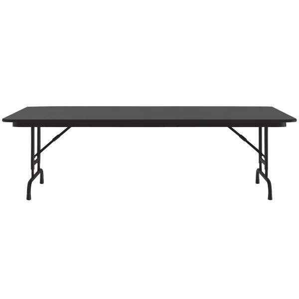 Correll 36" X 96" Black Granite Light Duty Melamine Adjustable Height Folding Table With Black Frame 2 Correll 36" X 96" Black Granite Light Duty Melamine Adjustable Height Folding Table With Black Frame - Image 2