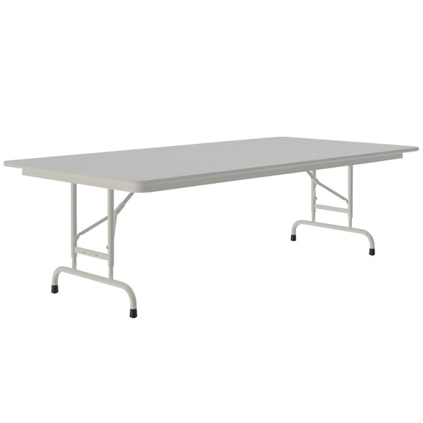 Correll 36" X 96" Gray Granite Light Duty Melamine Adjustable Height Folding Table With Gray Frame 1 Correll 36" X 96" Gray Granite Light Duty Melamine Adjustable Height Folding Table With Gray Frame