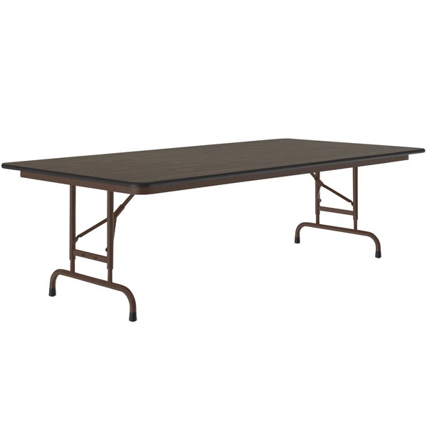Correll 36" X 96" Walnut Light Duty Melamine Adjustable Height Folding Table 1 Correll 36" X 96" Walnut Light Duty Melamine Adjustable Height Folding Table