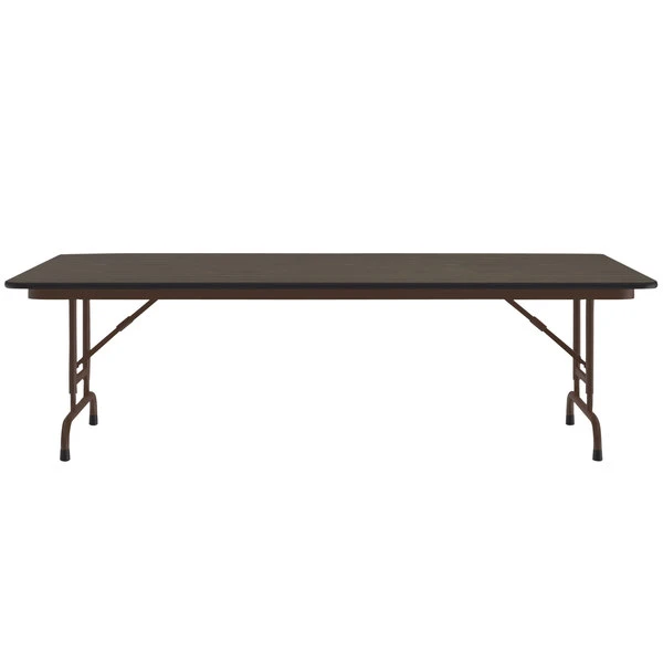 Correll 36" X 96" Walnut Light Duty Melamine Adjustable Height Folding Table 2 Correll 36" X 96" Walnut Light Duty Melamine Adjustable Height Folding Table - Image 2
