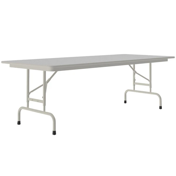 Correll 30" X 96" Gray Granite Light Duty Melamine Adjustable Height Folding Table With Gray Frame 1 Correll 30" X 96" Gray Granite Light Duty Melamine Adjustable Height Folding Table With Gray Frame
