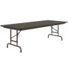 Correll Folding Table, 30" X 96" Melamine Top, Adjustable Height, Walnut