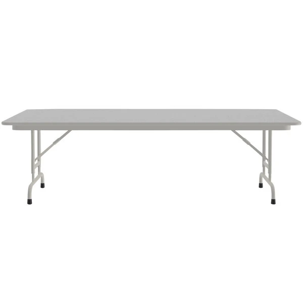 Correll 36" X 72" Gray Granite Light Duty Melamine Adjustable Height Folding Table With Gray Frame 2 Correll 36" X 72" Gray Granite Light Duty Melamine Adjustable Height Folding Table With Gray Frame - Image 2