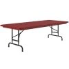 Correll Adjustable Height Folding Table, 30" X 72" Plastic, Red - Standard Legs - R-Series