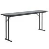 Correll 18" X 60" Rectangular Gray Granite High-Pressure Folding Seminar Table With Off-Set Legs