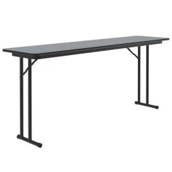 Correll 18" X 60" Rectangular Gray Granite High-Pressure Folding Seminar Table With Off-Set Legs