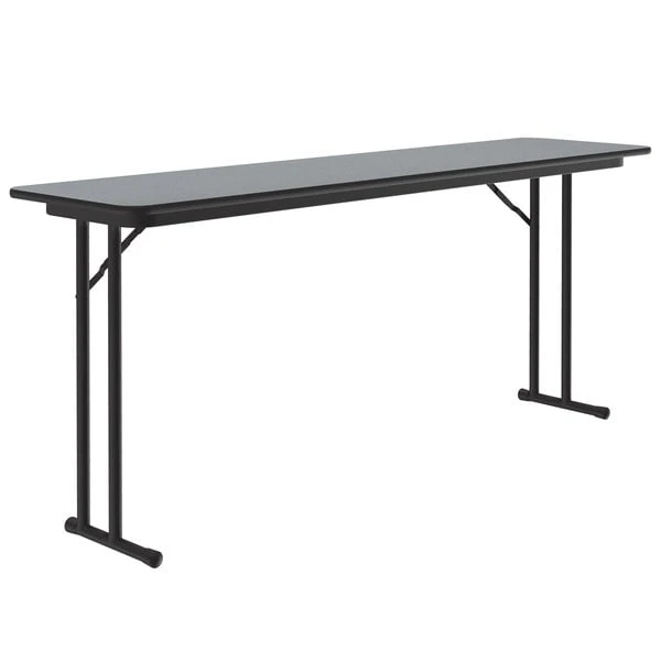 Correll 18" X 60" Rectangular Gray Granite High-Pressure Folding Seminar Table With Off-Set Legs 1 Correll 18" X 60" Rectangular Gray Granite High-Pressure Folding Seminar Table With Off-Set Legs