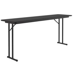 Correll 18" X 72" Rectangular Black Granite High Pressure Folding Seminar Table With Off-Set Legs