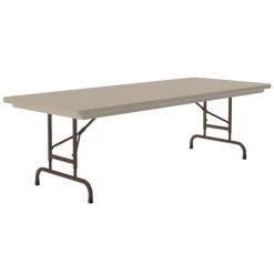 Correll Heavy Duty Folding Table, 30" X 96" Adjustable Height Blow-Molded Plastic, Mocha Granite - R-Series